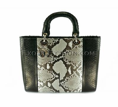 Snakeskin bag black & natural shiny BG-234